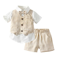 Load image into Gallery viewer, 3-Piece Summer Toddler Baby Boys Stripe Clothes Outfits Bow Tie Shirt &amp; Vest &amp; Shorts Wholesale 6502216
