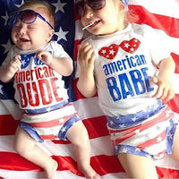 Load image into Gallery viewer, Baby Toddler American Dude Or Baby Outfit Tank Top Match Stripe Shorts Set Wholesale 9063020
