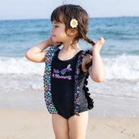 Load image into Gallery viewer, One-piece Girl Mermaid Print Swimsuit And Hat Wholesale 4469606
