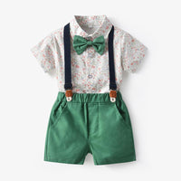 Load image into Gallery viewer, 2 Pieces Toddler Kid Boy Floral Bowtie Shirt And Suspender Shorts Set Wholesale 3061157
