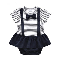 Load image into Gallery viewer, Baby Girl Bowtie Stripe Bodysuit Wholesale 5466283
