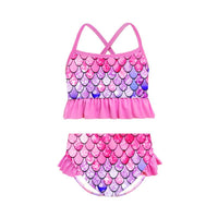 Load image into Gallery viewer, 2 Pieces Kid Girl Gradient Fish Scales Print Swimsuit Set Halter Top And Shorts Wholesale 64651053
