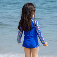 Load image into Gallery viewer, One-piece Girl Mermaid Print Long Sleeve Swimsuit And Hat Wholesale 7771605

