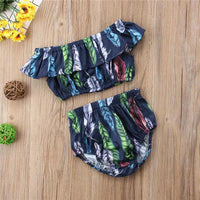 Load image into Gallery viewer, 2 Pieces Kid Girl Allover Leather Print Off Shoulder Top With Shorts Set Wholesale 1529551
