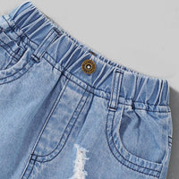 Load image into Gallery viewer, 2 Pieces Kid Boy Crazy Monster T-shirt Matching Ripped Denim Shorts Set Wholesale 72321881
