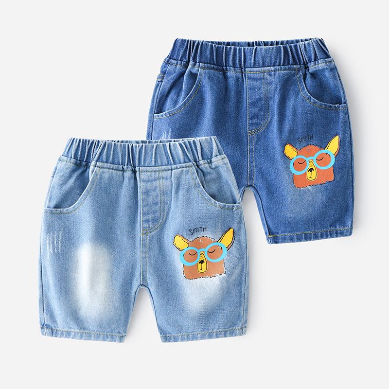 Kid Boy Cartoon Print Denim Shorts Wholesale 2652686