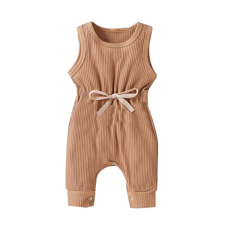 Baby Ribbed Belted Tank Jumpsuit Wholesale 99041148