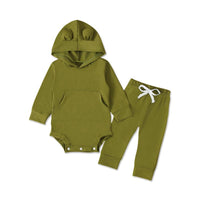Load image into Gallery viewer, 2 Pieces Set Baby Solid Color Hooded Bodysuit And Pants Wholesale 9091021
