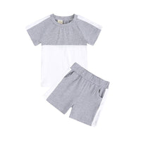 Load image into Gallery viewer, 2 Pieces Kid Colorblock Set Raglan Sleeve Tee With Shorts Wholesale 5482068
