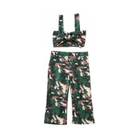 Load image into Gallery viewer, Two-Piece Girl Camo Outfit Knotted Cami Top And Pants Wholesale 8192563
