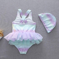 Load image into Gallery viewer, Kid Girl Mermaid One Piece Mesh Tank Swimsuit And Hat Wholesale 19561110
