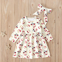 Load image into Gallery viewer, 2 Pieces Kid Girl Christmas Santa Dress &amp; Headband Wholesale 54155009

