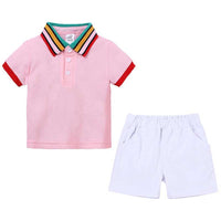 Load image into Gallery viewer, 2 Pieces Baby Boy Stripe Polo T-shirt &amp; Shorts Set Wholesale 087131
