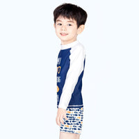 Load image into Gallery viewer, 3 PCS Boy Letter Fish Print Swimsuit Top Shorts Hat Wholesale 7164607

