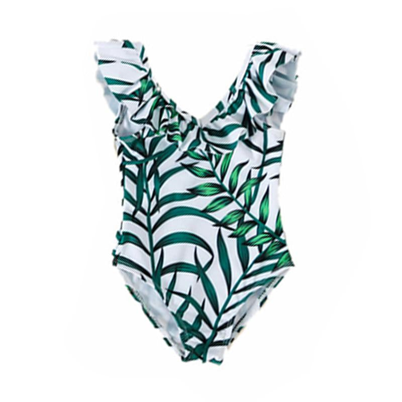 Family Matching Leaves Pattern Swimsuits Wholesale 50002165