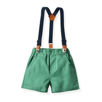 Load image into Gallery viewer, 2 Pieces Toddler Kid Boy Floral Bowtie Shirt And Suspender Shorts Set Wholesale 3061157
