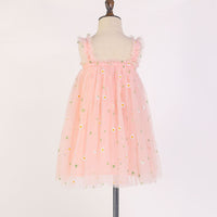 Load image into Gallery viewer, Little Girl Embroidery Daisy Flower Mesh Cami Dress  Wholesale 0056747
