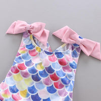 Load image into Gallery viewer, Kid Girl Mermaid Bow One Piece Swimsuit And Hat Wholesale 53531124
