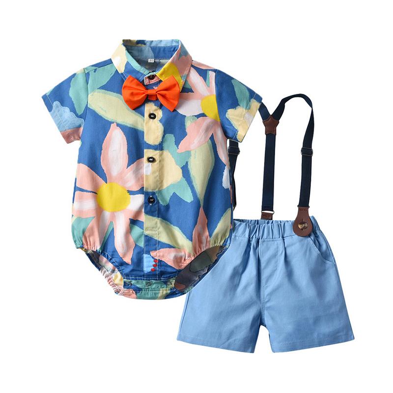 Baby Boy Floral Outfit Set Wholesale 6966207