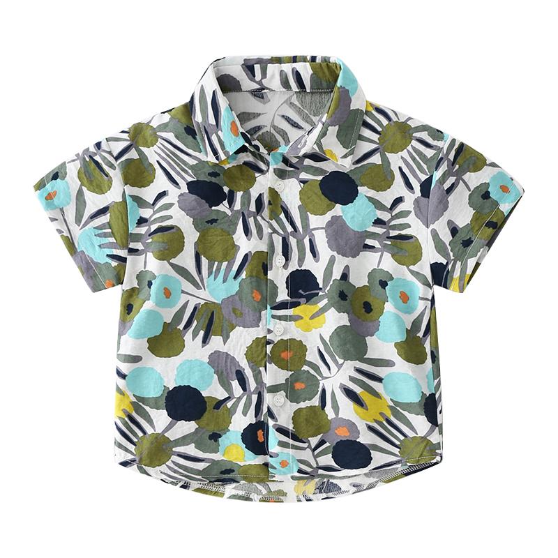 Kid Boy Tropical Floral Hawaii Shirt Wholesale 9076648