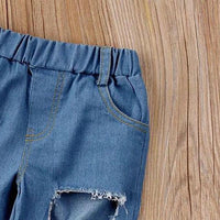 Load image into Gallery viewer, 2 Pieces White Polo Shirt Matching Ripped Jeans Set Wholesale 8265554
