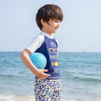 Load image into Gallery viewer, 3 PCS Boy Letter Fish Print Swimsuit Top Shorts Hat Wholesale 7164607
