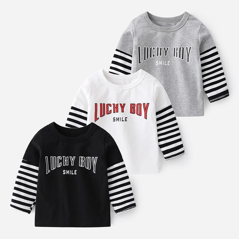 Lucky Boy Stripe Fake Two Piece  Top Wholesale 0476678