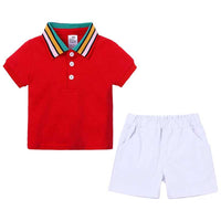 Load image into Gallery viewer, 2 Pieces Baby Boy Stripe Polo T-shirt &amp; Shorts Set Wholesale 087131
