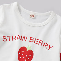 Load image into Gallery viewer, Two Pieces Kid Girl Letter Strawberry Print Set Top With Shorts Wholesale 48411852
