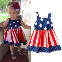 Load image into Gallery viewer, Little Girl Independence Day Star Polka Dots Pattern Stripe Dress Wholesale 2637015
