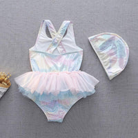Load image into Gallery viewer, Kid Girl Mermaid One Piece Mesh Tank Swimsuit And Hat Wholesale 19561110

