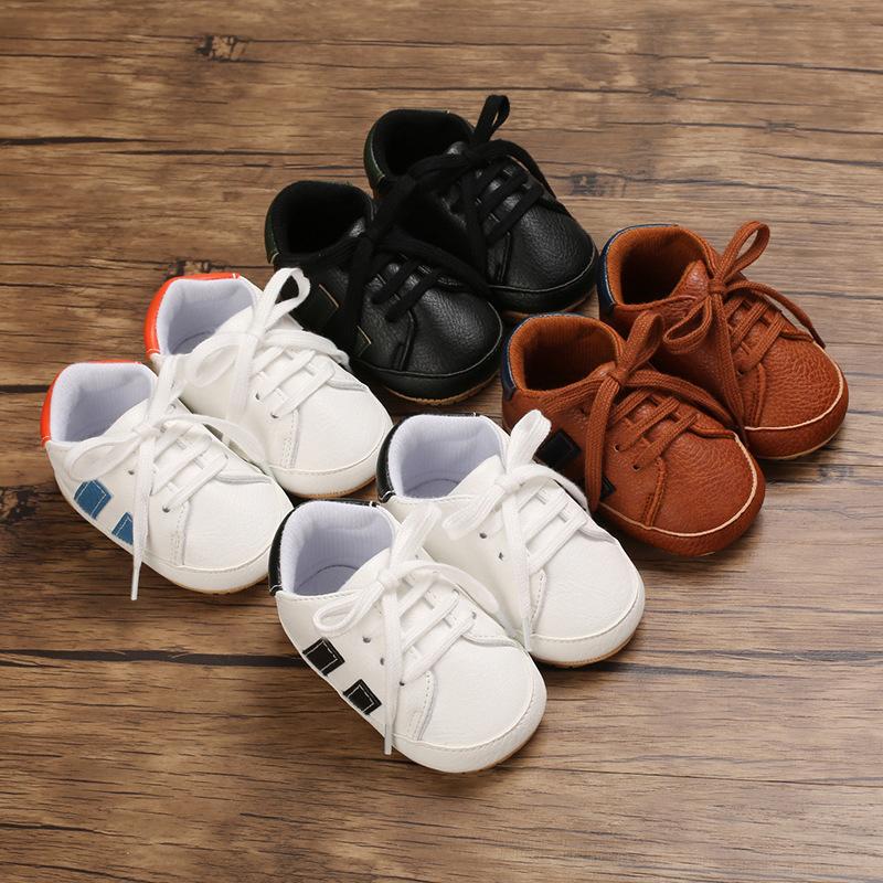 Baby Stripe Crib Soft Sole PU Shoes Wholesale 5781425