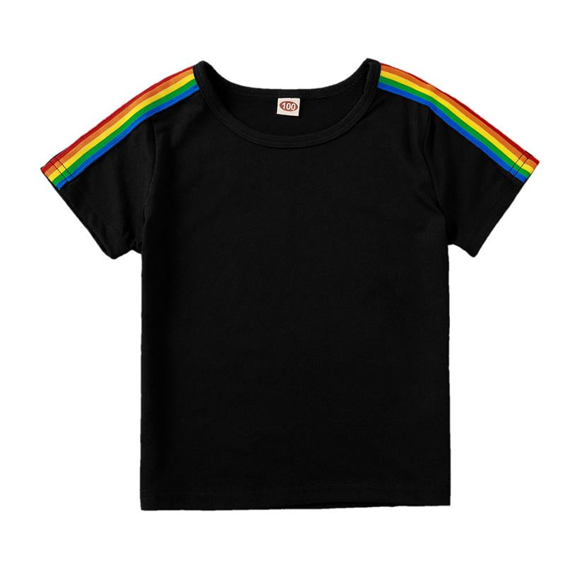 Kid Casual Rainbow Stripe Side T-shirt Wholesale 19482966