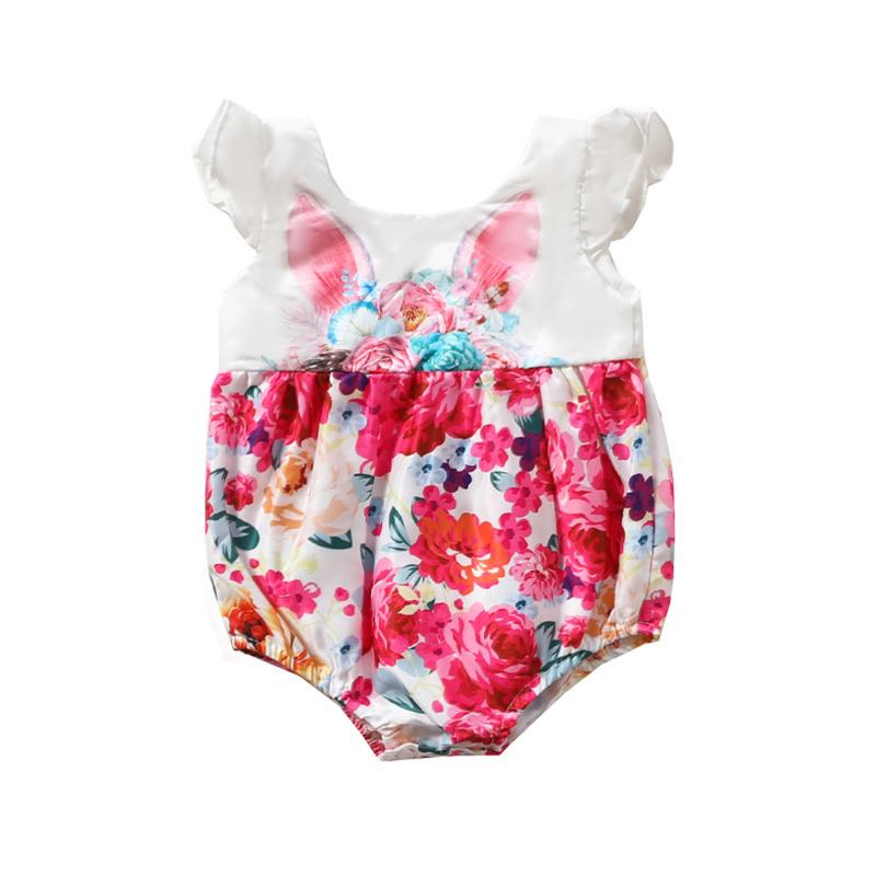 Baby Girl Ear Flower Print Bodysuit Wholesale 83961666