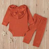 Load image into Gallery viewer, 2 Pieces Set Baby Solid Color Hooded Bodysuit And Pants Wholesale 9091021
