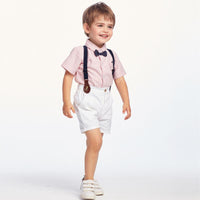 Load image into Gallery viewer, Two Pieces Boy Formal Set Stripe Bow Tie Shirt Boy Strap Short Wholesale 5750164
