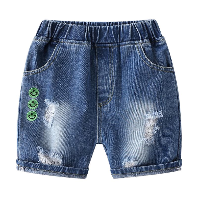 Kid Boy Smile Distressed Denim Shorts Wholesale 0367665