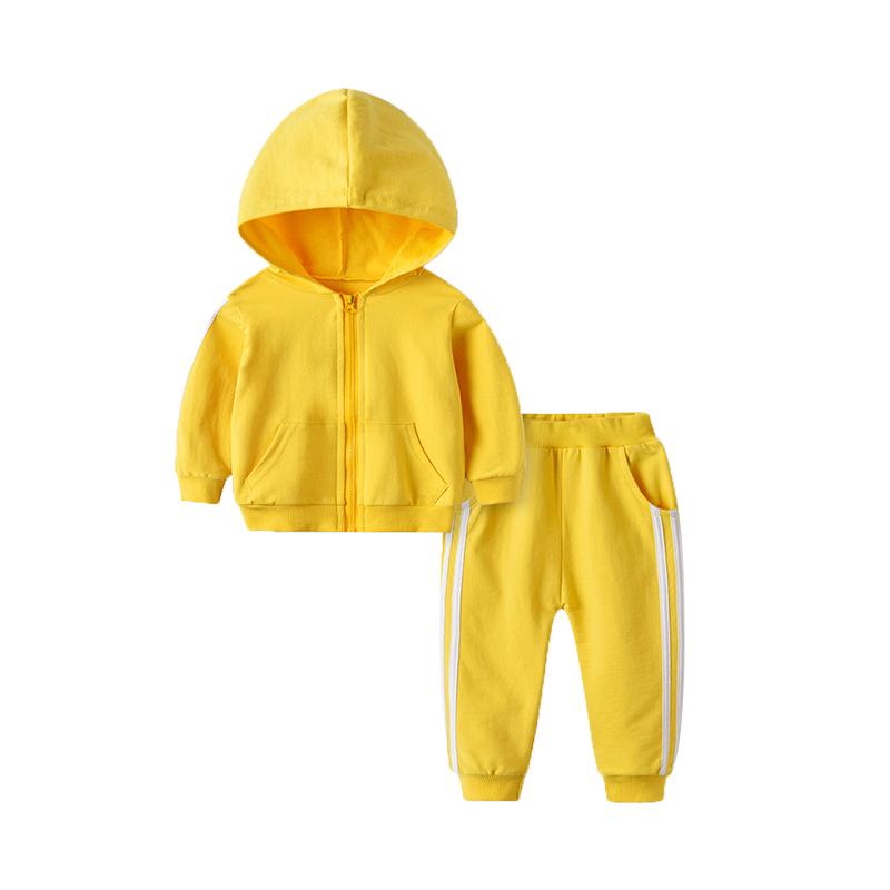 2 Pieces Kid Unisex Tracksuit Side Stripe Hooded Jacket And Sweatpants Wholesale 6976147