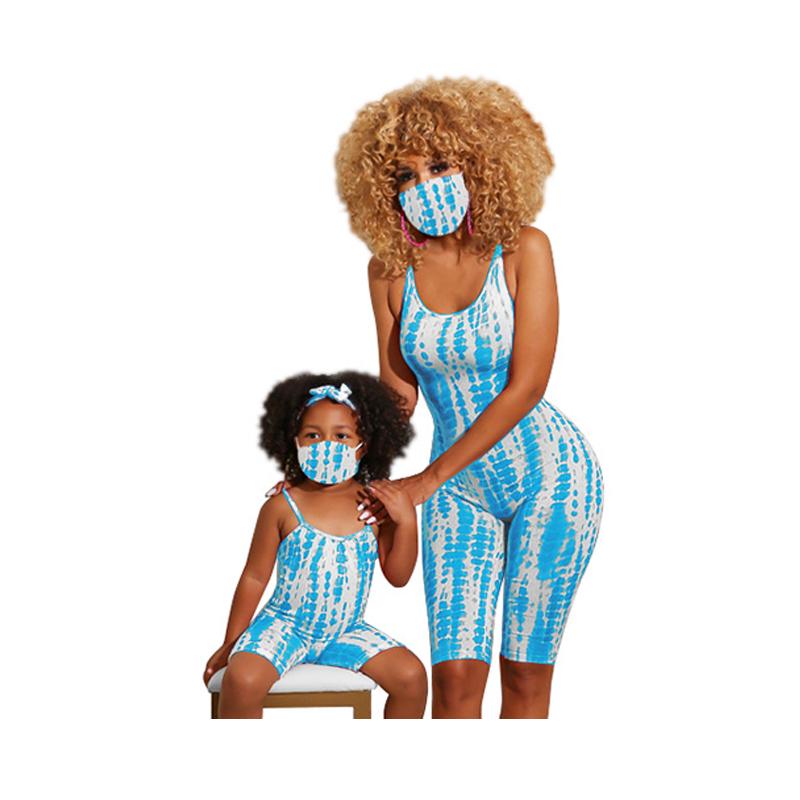 Mommy And Me Tie Dye Romper And Mask Wholesale 07361338