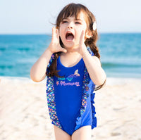 Load image into Gallery viewer, One-piece Girl Mermaid Print Swimsuit And Hat Wholesale 4469606
