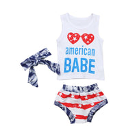 Load image into Gallery viewer, Baby Toddler American Dude Or Baby Outfit Tank Top Match Stripe Shorts Set Wholesale 9063020
