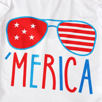 Load image into Gallery viewer, 2-Piece Baby Toddler Girl Independence Day Set Off Shoulder Glasses Bodysuit With Flared Pants Wholesale 1499018
