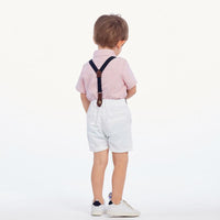 Load image into Gallery viewer, Two Pieces Boy Formal Set Stripe Bow Tie Shirt Boy Strap Short Wholesale 5750164
