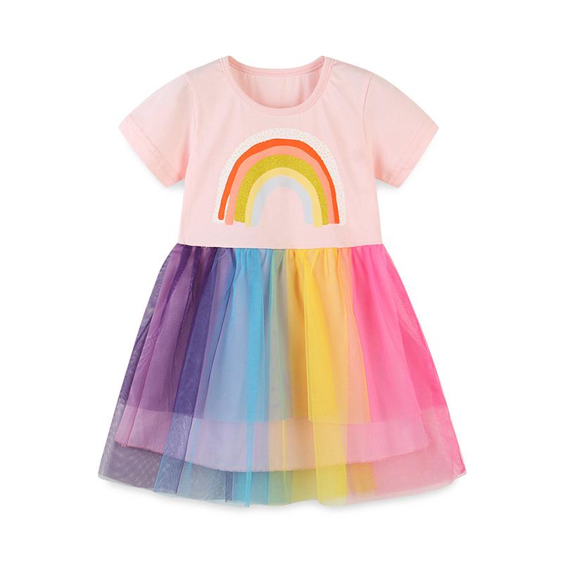 6 Packs Kid Girl Rainbow Mesh Dress Wholesale 0041148