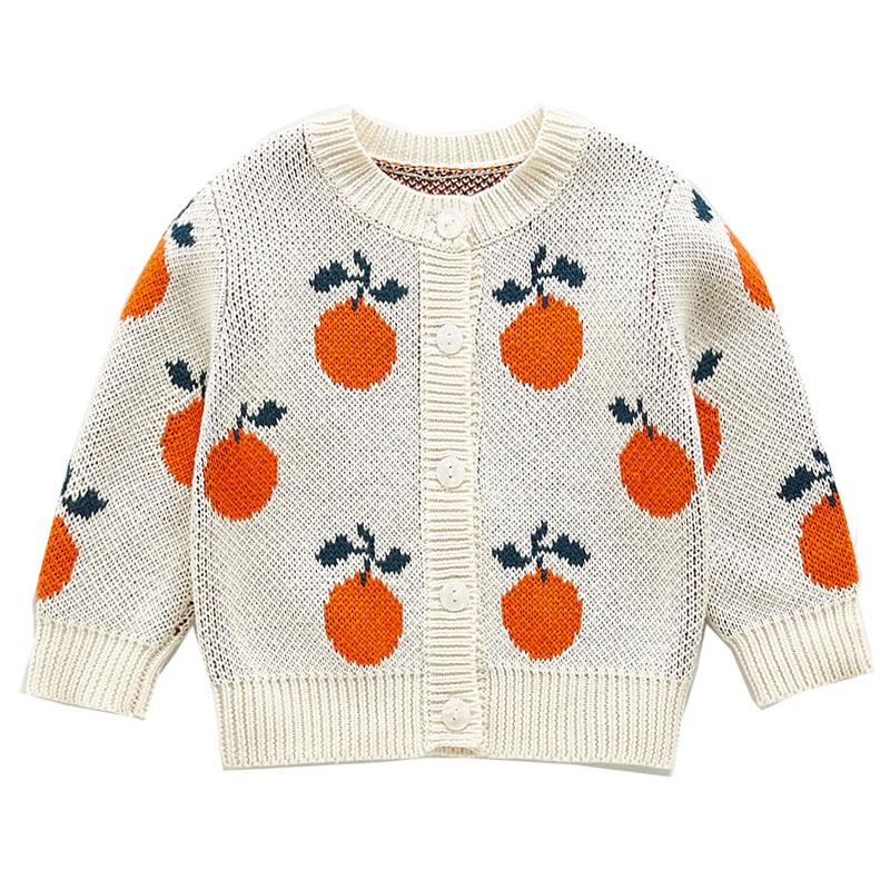 Baby Girl Orange Knit Cardigan Wholesale 1916228