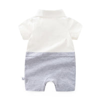 Load image into Gallery viewer, Baby Boy Fake Two Pieces Bowtie Trim Romper Wholesale 2824299
