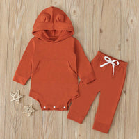 Load image into Gallery viewer, 2 Pieces Set Baby Solid Color Hooded Bodysuit And Pants Wholesale 9091021
