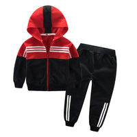 Load image into Gallery viewer, 2 Pieces Set Kid Big Kid Boys Striped Jackets Outwears And Pants Wholesale 22041118
