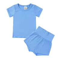 Load image into Gallery viewer, 2 Pieces Set Baby Kid Unisex Solid Color T-Shirts And Shorts Wholesale 23030311
