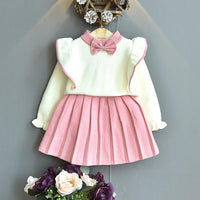 Load image into Gallery viewer, 2 Pieces Set Baby Kid Girls Bow Tops And Solid Color Skirts Wholesale 22092732
